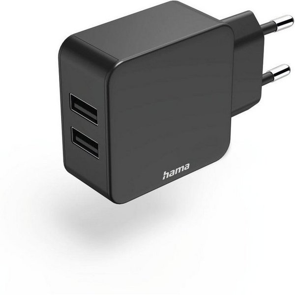 Hama 2 fach Ladegerät, USB A Netzteil, 2,4 A, Universaladapter, 12 W USB-Ladegerät