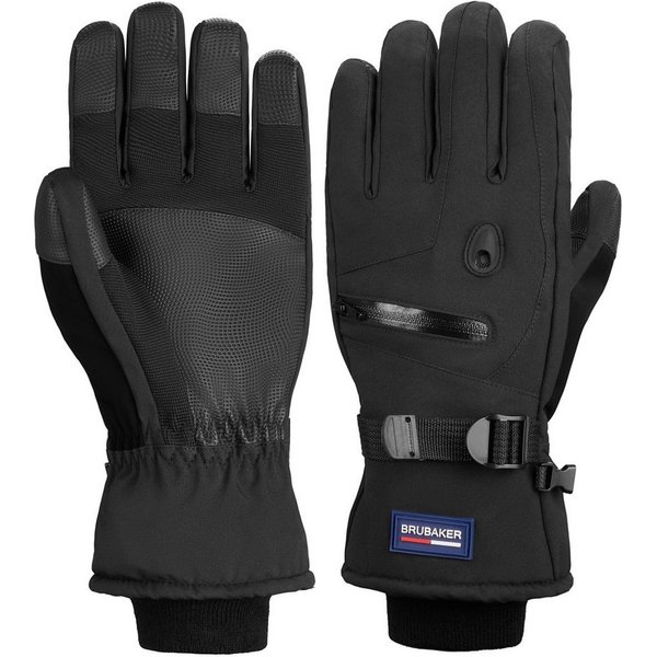 BRUBAKER Skihandschuhe Thermo Handschuhe für Ski Snowboard Wintersport (1-St., mit Reißverschluss-Tasche) Wasserdicht und Winddicht – Winterhandschuhe - Snowboa