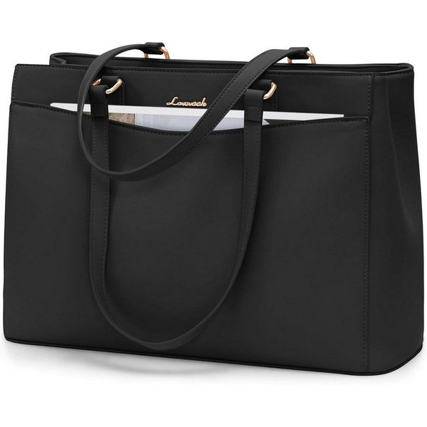 LuxusKollektion Laptoptasche Laptoptasche Damen Aktentasche Schultertasche Schwarz 15,6 Zoll