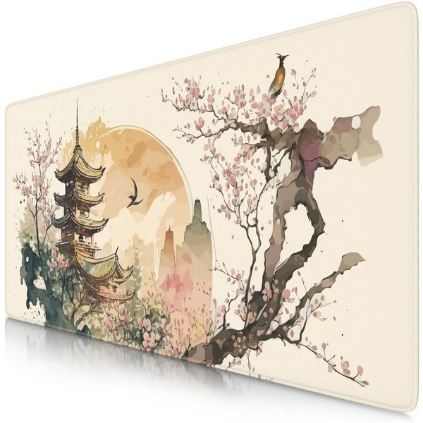 Titanwolf Gaming Mauspad XXL Speed Mousepad 900 x 400 x 3 mm, Schreibtischauflage, abwaschbar (1-St), rutschfest, Geschwindigkeit & Präzision, Japan Ink Paintin