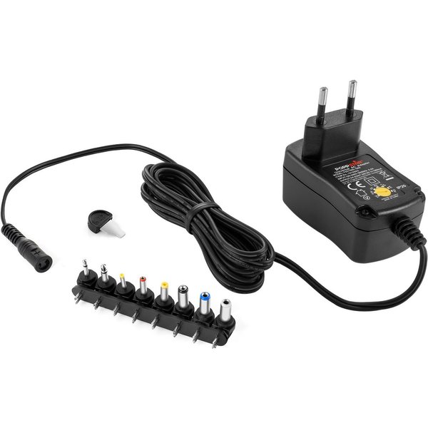 Poppstar Steckernetzteil 3/4.5/5/6/7.5/9/12 V 1A Universal-Netzteil (mit 8 Adapter-Steckern, LED-Kontrollleuchte, Kabellänge 150cm)