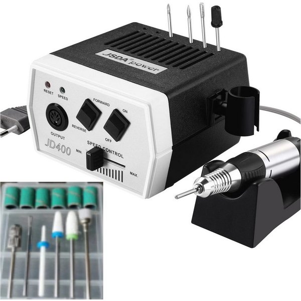 JSDA Maniküre-Pediküre-Set, Nagelfräser 30000 U/min 35W inkl.4 Bits