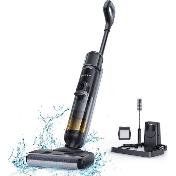 Laresar Bodenstaubsauger M3 Kabelloser Nass- und Trockensauger mit Wischfunktion Bodenreiniger, 230 W, 13.000PA, 55 Min. Laufzeit, 230W, 8 × 2500mAh Batterien