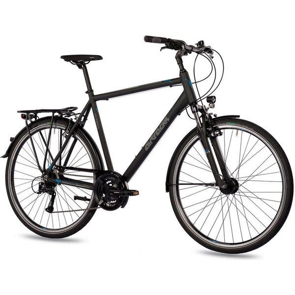 Airtracks Trekkingrad Herren Trekking Fahrrad 28 Zoll Trekkingrad TR.2820, 24 Gang SHIMANO ACERA RD-T3000 Schaltwerk, Kettenschaltung, Schwarz Matt - Rahmenhöhe