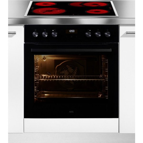 AEG Elektro-Herd-Set Serie 5000 HH25HSB, Aqua Clean, Heißluft: Gleichmäßiges Garen auf 3 Ebenen: ideal für Mehrblech‑Backen