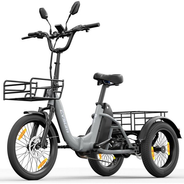 Draixcor E-Bike Faltrad AG1 3 rad Faltbares Damen u. Herren E-Fahrrad 960WH Pedelec, 120 km, Heckmotor, 960 Wh, (Beleuchtungsset mit Batterieladegerät, Batterie