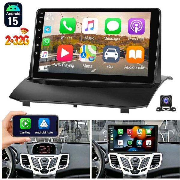 ESSGOO DAB+ Android 15 Autoradio GPS Navi WIFI Für Ford Fiesta MK6 2009-2017 Autoradio (4+64GB(optional), FM, AM, DAB+ (optional), Apple Carplay & Android Auto,