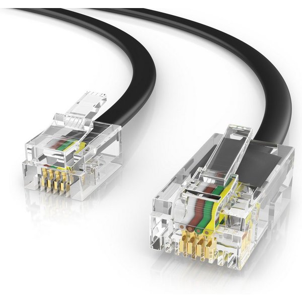 CSL Flachkabel RJ45 zu RJ11, Router zu Telefon Fax Anrufbeantworter 1 m Telefonkabel, RJ45, RJ-11 (100 cm), Modularkabel, Telefonanschlusskabel, Modem, DSL, VDS
