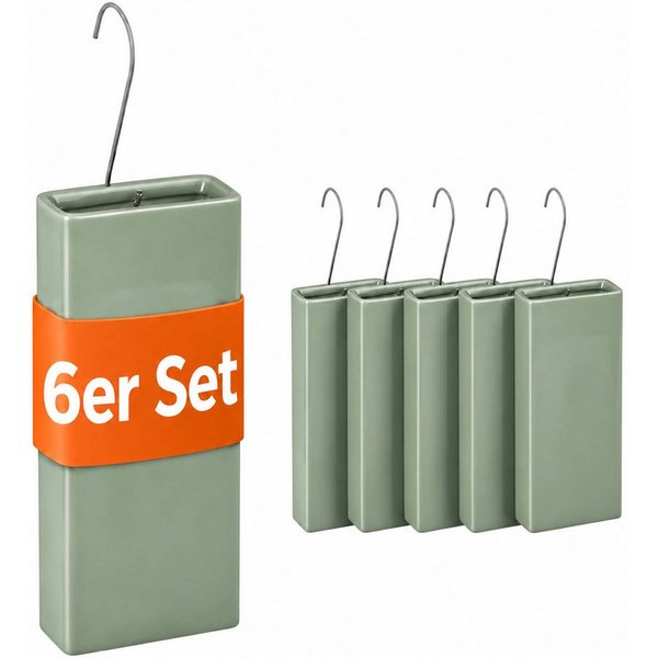 relaxdays Luftbefeuchter Heizkörper 6er Set, 0.4 l Wassertank, Salbei