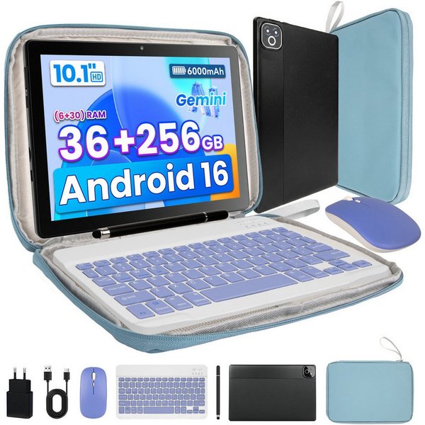 Happybe 10.1 Zoll 36(6+28)GB RAM, 256 GB, mit Tastatur/Maus/Stift Tablet (10.1", 256 GB, Android)