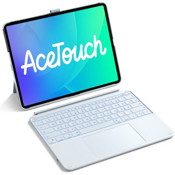 Inateck iPad Air Pro 12.9-13 Zoll Hülle mit Tastatur, 7 Farben Hinterleuchtet iPad-Tastatur (6" Großes Trackpad, Abnehmbar, mit Stifthalter, QWERTZ)