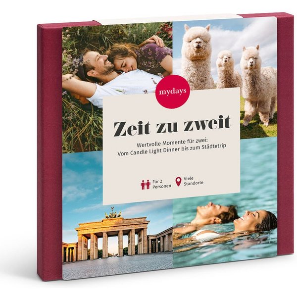 mydays Erlebnisgutschein Geschenkbox Zeit zu zweit, Unvergessliche Erlebnisse fuer zwei. Seite an Seite durch jedes Abent…