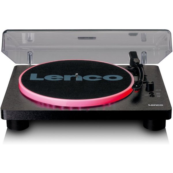 Lenco LS-50LEDBK Plattenspieler (Riemenantrieb, LED-Beleuchtung, Integrierte Lautsprecher & RCA/USB-Anschluss)