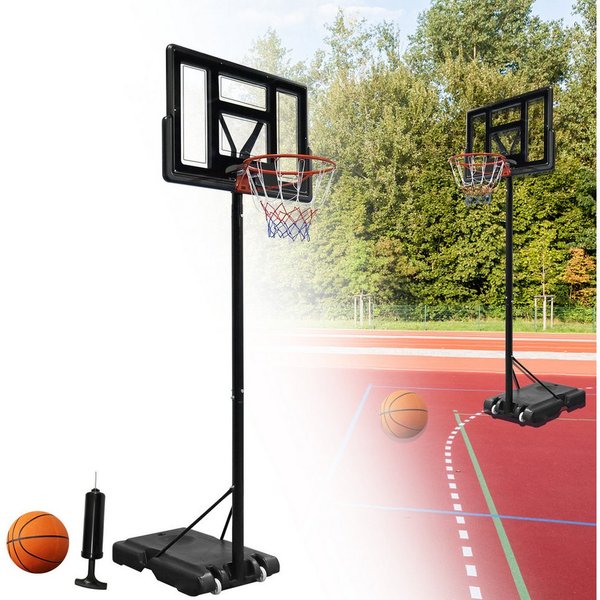 FIVMEN Basketballkorb Basketball Hoop Ständer Basketballanlage Höhenverstellbar mit Rollen, für Kinder und Erwachsene, Schwarz