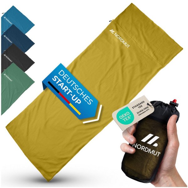 Nordmut Innenschlafsack NORDMUT® Hüttenschlafsack Ultraleicht aus Baumwolle, YKK-Zipper, Durchgängiger Reißverschluss, Kissenfach