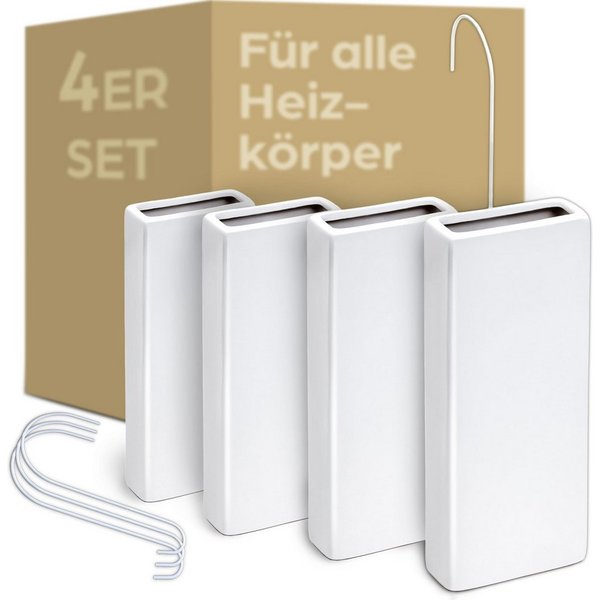 Praknu Luftbefeuchter Luftbefeuchter Heizung & Heizkörper aus Keramik - 4er Set mit 4x Haken, 0.330 l Wassertank, Optimale Luftfeuchtigkeit - Energiesparend - e