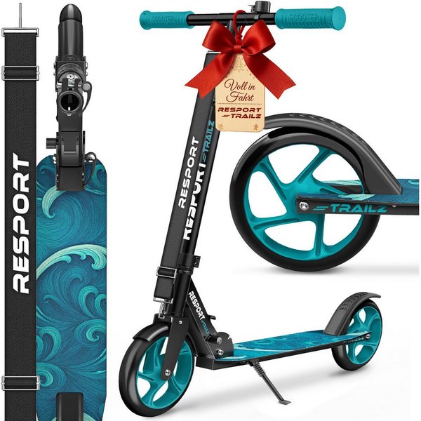 RE:SPORT Cityroller RE:SPORT® Trailz Cityroller Scooter inkl. Tragegurt und Klingel 200mm, (Scooter höhenverstellbar & klappbar, Kinderroller große Räder Kicksc