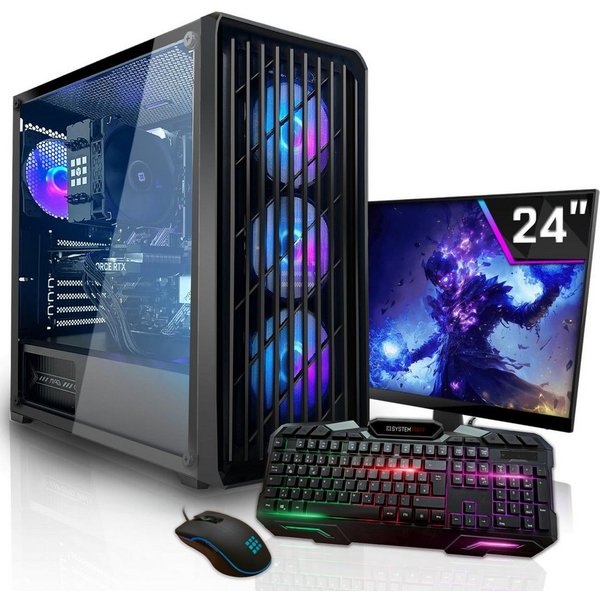 SYSTEMTREFF Basic Gaming-PC-Komplettsystem (24", AMD 5655G 5655G, RX Vega 7, 16 GB RAM, 256 GB SSD)