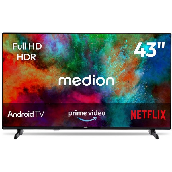 Medion® MD843100 LCD-LED Fernseher (108 cm/43 Zoll, 1080p Full HD, Android TV, HDR10, DTS HD, Virtual X, Playstore, Netflix, HBO Max, Prime Video)