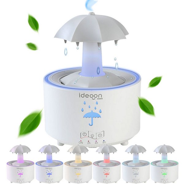 shop'n smile ideoon Diffuser Aroma Diffsser 300ml mit Regenlampe Schirm Design 7 Farben LED, 0,3 l Wassertank, 7 Farben LED, Timer & Fernbedienung