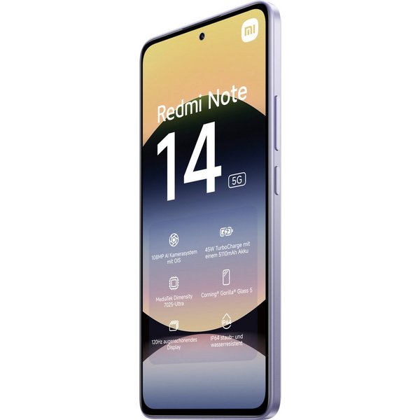 Xiaomi Xiaomi Redmi Note 14 5G Lavendellila 8 Gigabyte 256 Gigabyte Smartphone (256 GB Speicherplatz, 108 MP MP Kamera, Built-In GPS,Portable,Dual SIM)