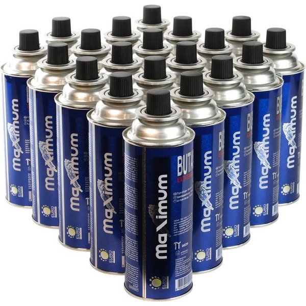 MaXimum Gaskartusche 20 x Butan-Gas-Kartusche: 227g für zuverlässige Outdoor-Geräte, Zubehör für Gasgrill, Gaskocher, Campingkocher, Gaskühlschrank, Gaskühlbox,