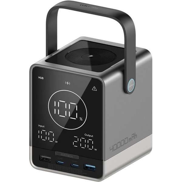 Cuktech Powerstation Zusatzakku Ladestation Powerbank P01CT 40000 mAh (12, 15, 5, 28, 9, 20 V, 1 St), 300 W, 40000 mAh, kabelloses Laden, Display