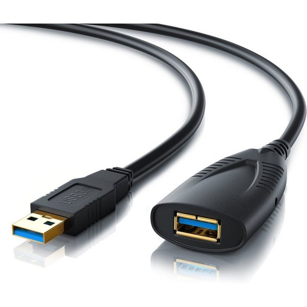 CSL Aktives Repeater Kabel mit Signalverstärkung - 5m Verlängerungskabel, USB 3.0 Typ A (500 cm), für Drucker, Scanner, Webcam, USB-Stick, verlustfreie Übertrag