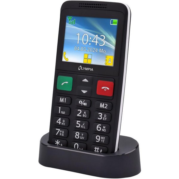 OLYMPIA OFFICE LUX Seniorenhandy (Mobiltelefon mit Ladeschale, Großtasten, Bluetooth, Dual-SIM, schwarz)