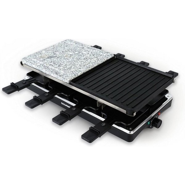 GOURMETmaxx Raclette Raclettegrill 1400W 8 Personen Tischgrill Grillplatte, 8 Raclettepfännchen, 1400 W, mit Stein und Aluminiumplatte