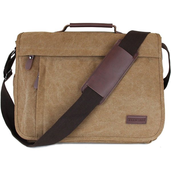 Frentree Laptoptasche Umhängetasche praktische Allrounder, Laptoptasche bis 15.6 Zoll Laptops Notebook Canvas Tasche