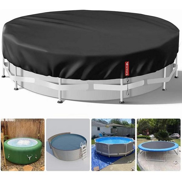 LuxusKollektion Pool-Abdeckplane Poolabdeckung Rund 305 420 D Oxford-Stoff Pool Abdeckplane Uv-Schutz (1-St)