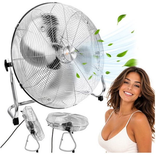 Ruhhy Bodenventilator Standventilator aus Metall, 3 Geschwindigkeitsstufen Bodenventilator