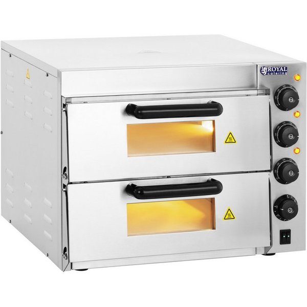 Royal Catering Pizzaofen Pizzabackofen 2 Kammern Ø 40 cm Pizzabäcker Timer 120 min Schamotte