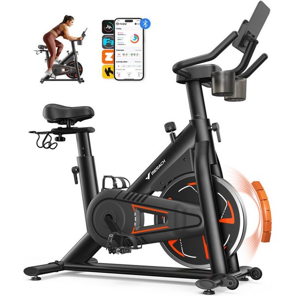 MERACH Heimtrainer mit 8kg High-Inertia Schwungrad & leiser Magnetbrems (Fahrradtrainer mit verstärktem H-Rahmen, eigene App-Anbindung, mit stoßdämpfendem Luftk
