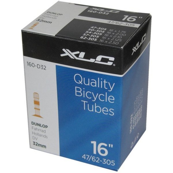 XLC Fahrradschlauch 16 Zoll Fahrradschlauch DV 32 mm Dunlop Ventil 16x1.75/2.125" (47/62-3, (1-St)