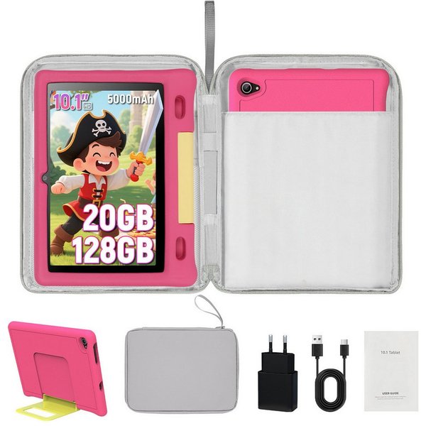 Happybe 10 Zoll Octa Core 20(3+17)GB+128GB+1TB Erweiterbar, WiFi, Kinder Tablet (10", 128 GB, Android 15, WiFi 6, HD 1280x800, Gesichtsentsperrung, Elternkontro