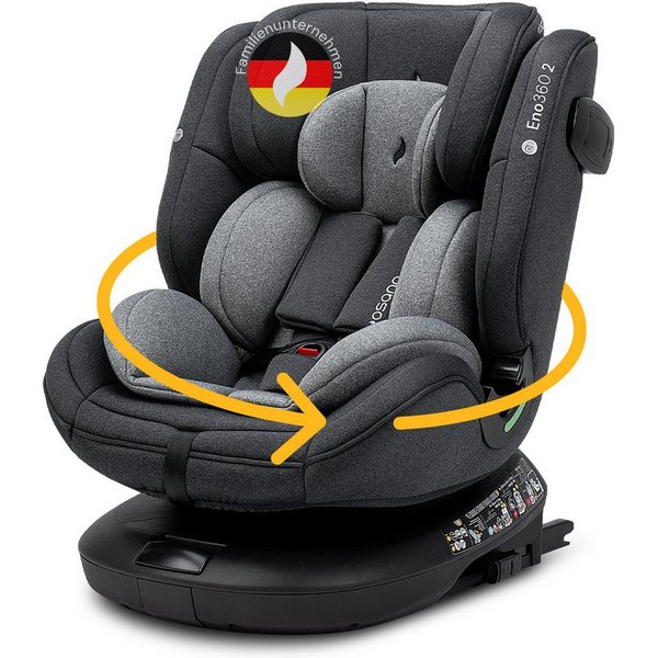 Osann Autokindersitz Eno360 2, Reboarder 360 Grad drehbar, Kindersitz ab 1 Jahr mit Isofix, ab: Geburt, bis: 12 Jahre, ab: 40 cm, bis: 150 cm, erleichtertes Ans