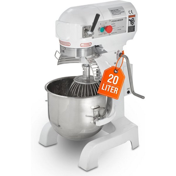 GastroHero Küchenmaschine Planetenrührwerk 20 Liter - Teigknetmaschine, 750 W, 20 l Schüssel, Überhitzungsschutz, Schutzgitter, 3 Geschwindigkeitsstufen