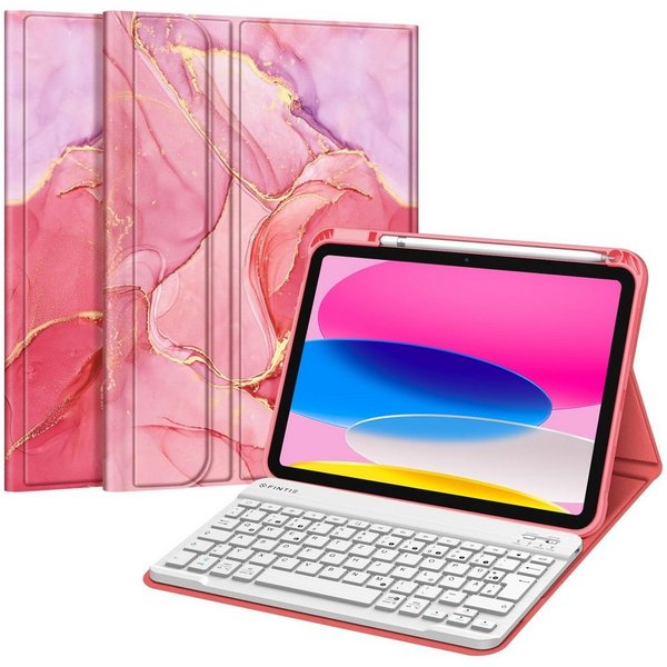 Fintie für iPad 11. Generation 11" 2025(A16), iPad 10. Generation 2022 10.9" Apple-Tastatur (Case mit Pencil Halter, magnetisch Abnehmbarer Tastatur(QWERTZ Layo