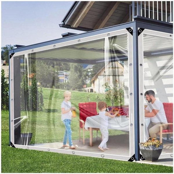 LuxusKollektion Schutzplane Transparente PVC Plane mit Ösen 420g/m² wasserdicht 2x1m (1-St)