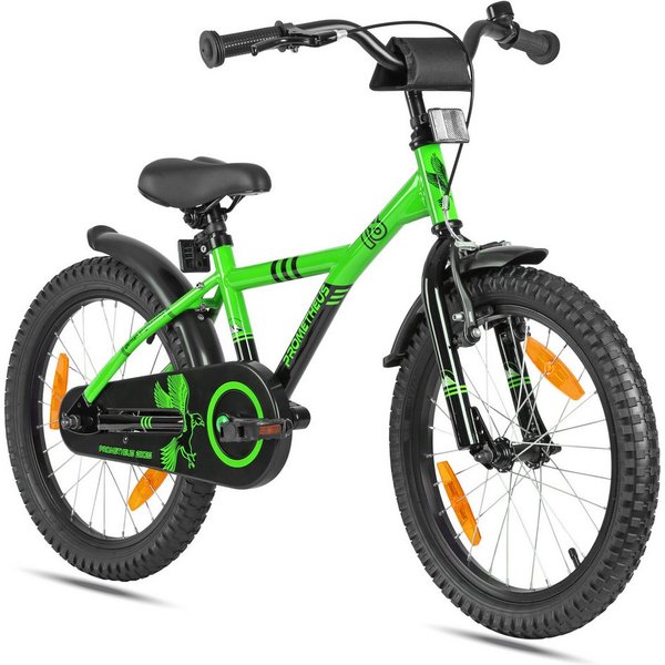 PROMETHEUS BICYCLES Kinderfahrrad HAWK 18 Zoll ab 5 - 6 Jahre, 1 Gang, Junge Mädchen Fahrrad Kinder mit Rücktrittbremse Fahrradständer