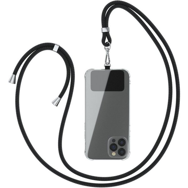 EAZY CASE Handykette Universal für jedes Smartphone zum Umhängen, Kette zum Umhängen Pad mit Kordel Uni Smartphonekette Schwarz Black