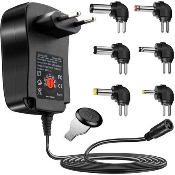 IZOXIS Universelles Netzteil mit Spannungsregelung und USB-Anschluss. Universal-Ladegerät (niverselles Netzteil für zahlreiche Anwendungen., Einstellbare Spannu