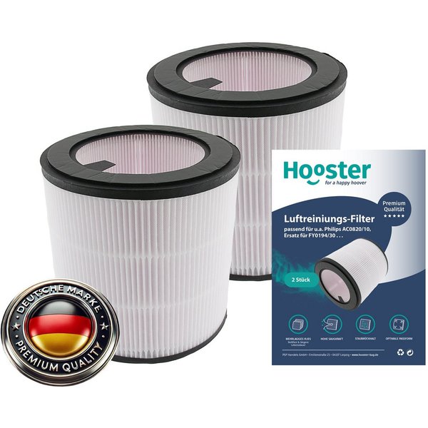 Hooster Luftfilter 2 HEPA Filter passend für Philips Luftreiniger 800 Series AC0820/10, u.a., Ersatzfilter für FY0194/30