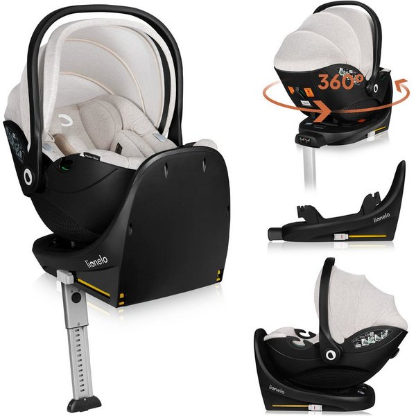lionelo Autokindersitz MOXIE I-SIZE SET, ab: ab Geburt, bis: bis 87 cm, ab: 40 cm, bis: 87 cm, (Set mit 360°-Basis), Inklusive 360°-Basis/Memory Foam/Bambus/Dri