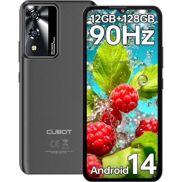 Cubot A10 Smartphone (16,66 cm/6.56 Zoll, 128 GB Speicherplatz, 48 MP Kamera, 12GB RAM + 128GB ROM, 6.56 Zoll 90Hz HD+ Display, 5100mAh, Face ID)
