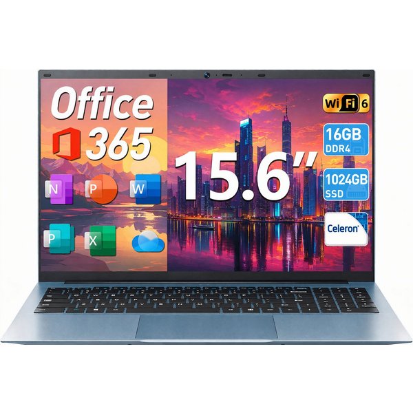 Jumper 15.6" laptop FHD 16GB RAM 1024GB SSD Windows 11 Pro, wifi6, Office 365 Notebook (Intel Celeron N5100, 16 GB, 1024 GB SSD)