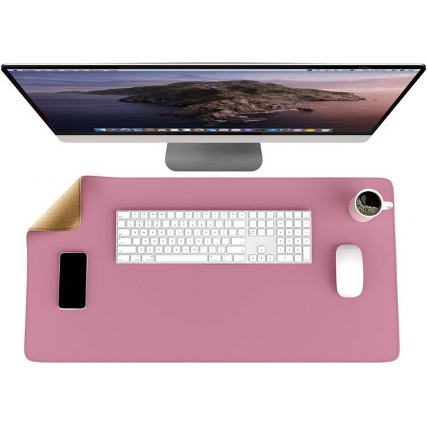 CSL Mauspad XXL Mousepad 800 x 400 x 3 mm, Tischunterlage, Elegante Leder Optik (1-St), rutschfest, abwaschbar, Geschwindigkeit & Präzision, pink, Gaming