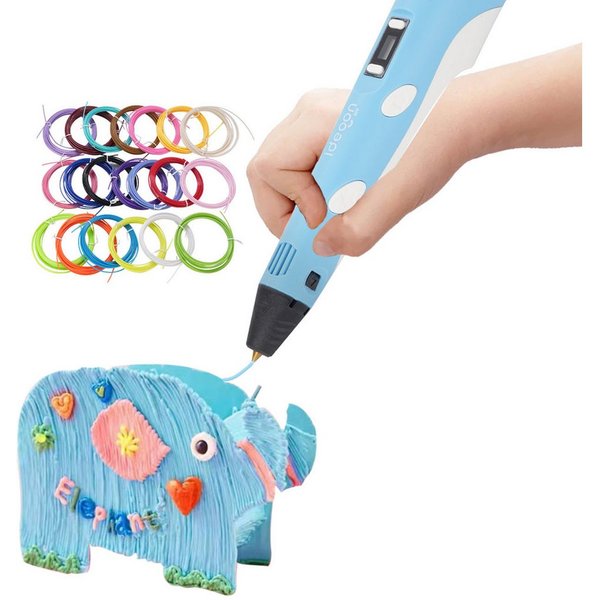shop'n smile ideoon 3D-Drucker-Stift 3D-Drucker-Stift Set mit USB 3D-Stift inkl. 20 bunten PLA-Filamenten, Keramik-Düse, 170-235°C, inkl. 20x 5m PLA-Filament & 
